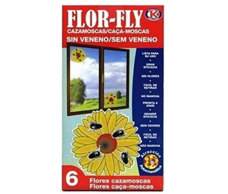 Flor Fly Cazamoscas Sin Veneno 6 uds