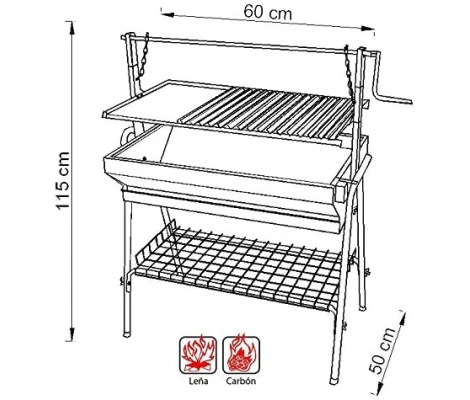Imex El Zorro Barbacoa Con Parrilla-Plancha y Elevador 60x50x115 cm 71763