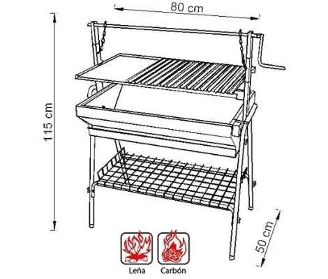 Imex El Zorro Barbacoa Con Parrilla-Plancha y Elevador 80x50x115 cm 71764