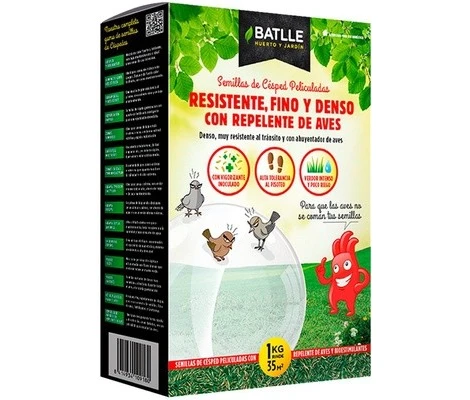 Batlle Semillas Cesped Resistente Fino y Denso Con Repelente De Aves 1 kg