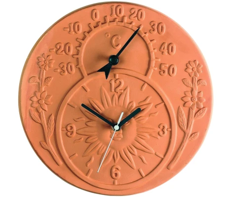 Gardman Reloj Thermometer Terracotta 30cm