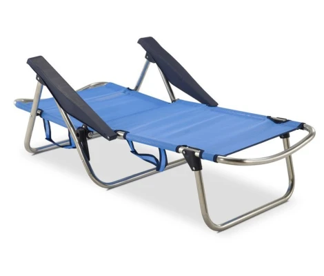 Silla Playa Plegable 4 Posiciones Con Asas Azul