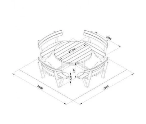 Palmako Mesa De Jardín Redonda Oliver  (260 x 260 x 73 cm)