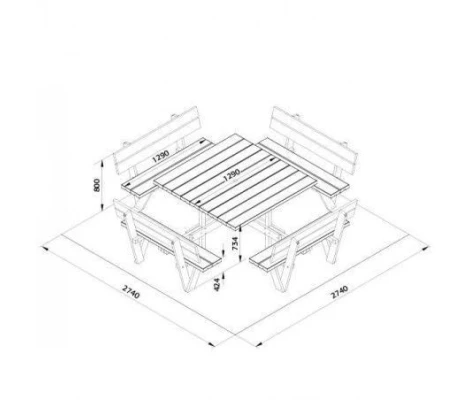 Palmako Mesa De Jardín Cuadrada  Arthur ( 260 x 260 x 73 cm )
