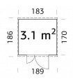 Palmako Cobertizo De Madera Leif 3.1 m2 189 x 186 cm el16-1817-1