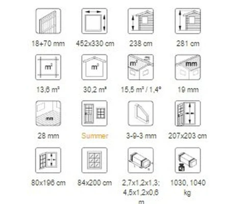Palmako Casa Nórdica De Madera  Solveig 13.6 m2 456 x 332 cm el18-4533-1