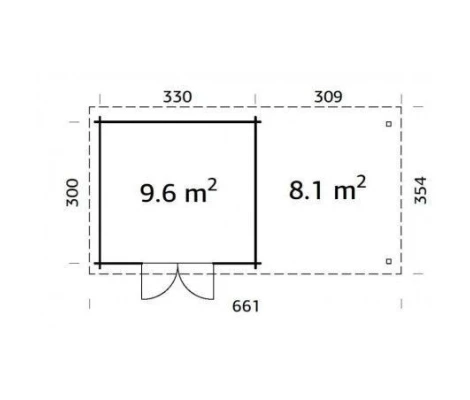Palmako Cabaña De Madera Elsa 9.6 + 8.1 m2 637 x 320 cm fr28-6432
