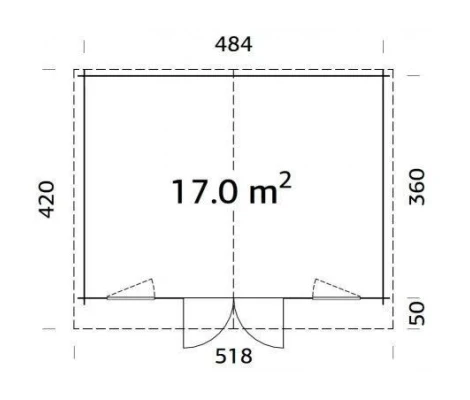 Palmako Cabaña De Madera klara 17.0 m2 504 x 380 cm fr28-5038-2
