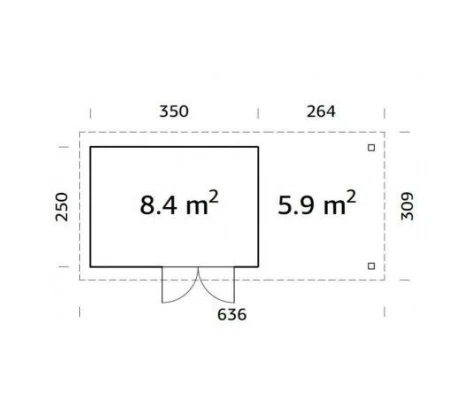 Palmako Cabaña De Madera Lara 8.4 + 5.9 m2 587 x 250 cm fr28-5925