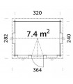 Palmako Cabaña De Madera Claudia 7.4 m2  ( 340 x 260 cm )