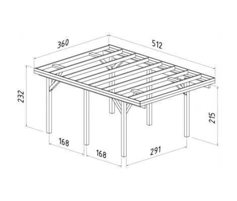 Palmako Carport Garaje De Madera karl 11.7 m2 360 x 512 cm cp3651