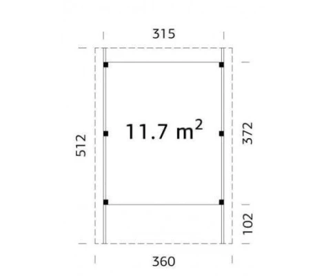 Palmako Carport Garaje De Madera karl 11.7 m2 360 x 512 cm cp3651