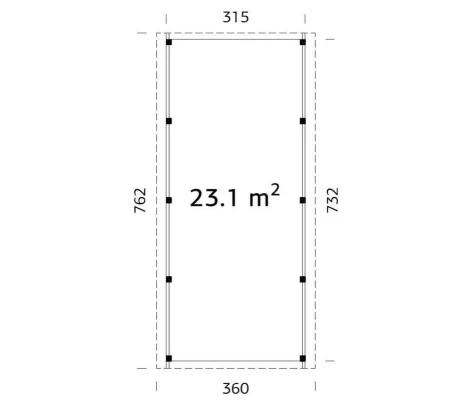 Palmako Carport Garaje De Madera karl 23.1 m2 360 x 762 cm cp3676