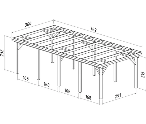 Palmako Carport Garaje De Madera karl 23.1 m2 360 x 762 cm cp3676