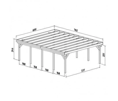 Palmako Carport Garaje De Madera karl 40.6 m2 600 x 762 cm cp6076