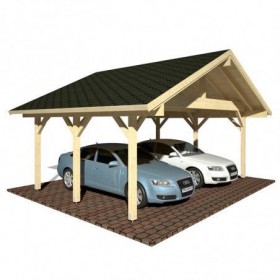 Palmako Carport Garaje De Madera Robert 20.6 m2 555 x 372 cm + Postes De 12 x 12 En Madera Laminada cp5637
