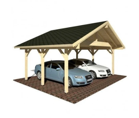 Palmako Carport Garaje De Madera Robert 20.6 m2 555 x 372 cm + Postes De 12 x 12 En Madera Laminada cp5637