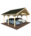 Palmako Carport Garaje De Madera Robert 20.6 m2 555 x 372 cm + Postes De 12 x 12 En Madera Laminada cp5637