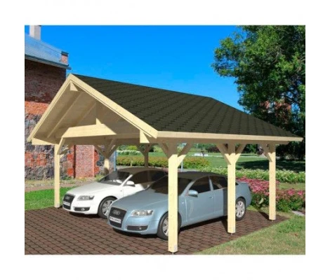 Palmako Carport Garaje De Madera Robert 20.6 m2 555 x 372 cm + Postes De 12 x 12 En Madera Laminada cp5637