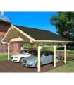 Palmako Carport Garaje De Madera Robert 20.6 m2 555 x 372 cm + Postes De 12 x 12 En Madera Laminada cp5637
