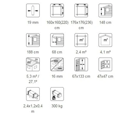 Palmako Casita Infantil De Madera Sam 2.4 m2 200 x 236 cm fr19-1824