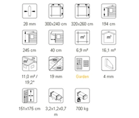 Palmako Cabaña De Madera Vivian 6.9 m2 320 x 260 cm fr28-3226-3