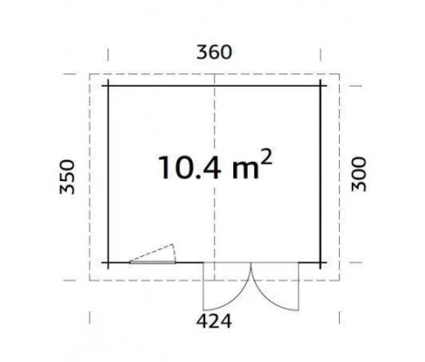 Palmako Cabaña De Madera klara 10.4 m2 380 x 320 cm fr28-3832-2