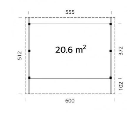 Palmako Carport Garaje De Madera karl 20.6 m2 600 x 512 cm cp6051