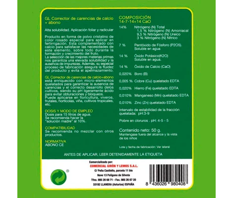 GL Center Corrector Carencias de Calcio + Abono 50 gr