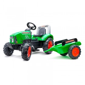 FALK Tractor Verde De Pedales y Remolque Supercharger