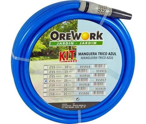Orework Manguera Trico Azul Con Kit De Riego Ø 15 mm x 10 m, 15 m, 20 m, 25 m