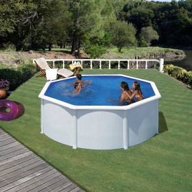 Gre Piscina Fidji Elevada Redonda De Acero Blanca Ø300 x 120 cm