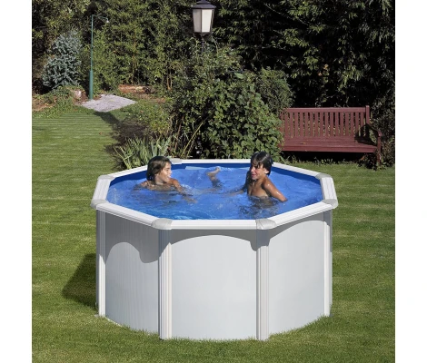 Gre Piscina Fidji Elevada Redonda De Acero Blanca Ø240 x 120 cm