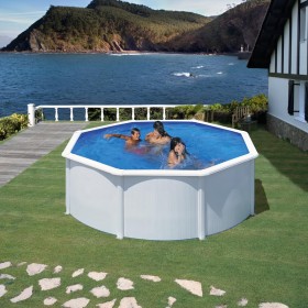Gre Piscina Fidji Elevada Redonda De Acero Blanca Ø350 x 120 cm
