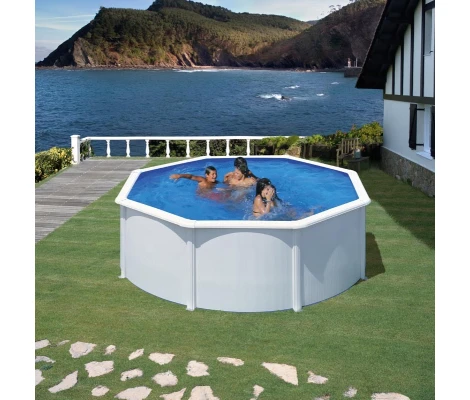 Gre Piscina Fidji Elevada Redonda De Acero Blanca Ø350 x 120 cm