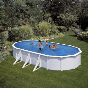 Gre Piscina Elevada Fidji Ovalada Acero Blanco 730 x 375 x 120 cm
