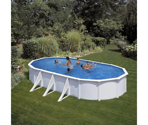 Gre Piscina Elevada Fidji Ovalada Acero Blanco 730 x 375 x 120 cm