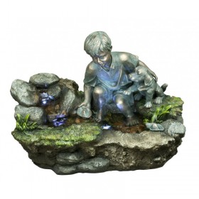 Fuente Estanque Niño Con Perro 80x49x54 cm