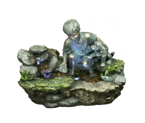 Fuente Estanque Niño Con Perro 80x49x54 cm