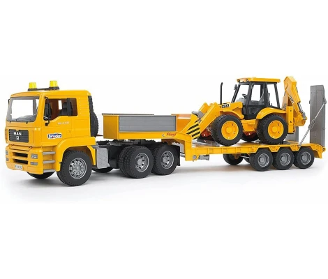 Bruder Camión De Plataforma Baja MAN TGA Con Retroexcavadora JCB 4CX
