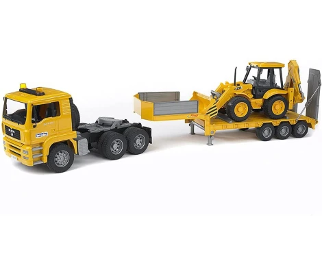 Bruder Camión De Plataforma Baja MAN TGA Con Retroexcavadora JCB 4CX
