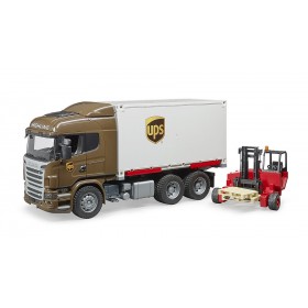 Bruder Camión Scania Serie R De Logística De UPS Con Carretilla Elevadora