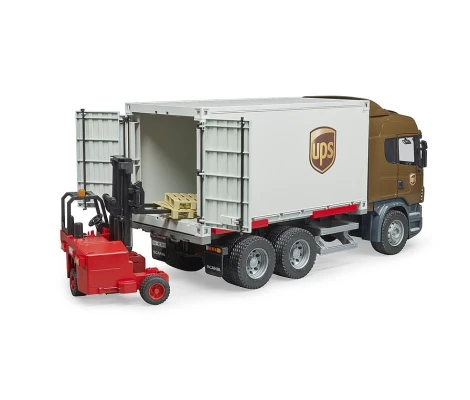 Bruder Camión Scania Serie R De Logística De UPS Con Carretilla Elevadora