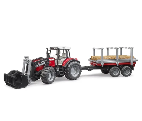 Bruder Massey Ferguson 7480 Con Cargador Frontal y Remolque