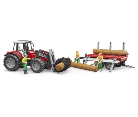 Bruder Massey Ferguson 7480 Con Cargador Frontal y Remolque