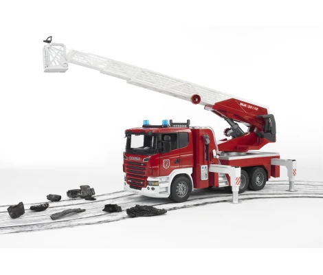Bruder Camión Scania De Bomberos Con Escalera y Bomba De Agua