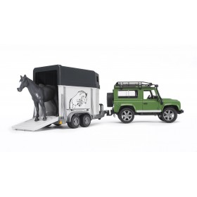 Bruder Land Rover Defender Con Remolque De Caballos