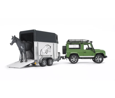 Bruder Land Rover Defender Con Remolque De Caballos