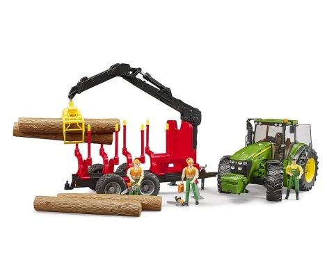 Bruder Tractor John Deere 7930 Con Remolque y 4 Troncos