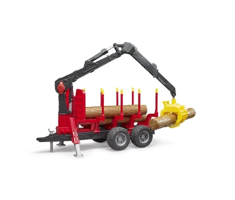Bruder Remolque Autocargadoor Con Grúa De Carga Pinzas y 4 Troncos